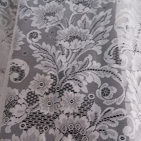 3 Lace Panels, Sheers, White Long, Scalloped, Floral, Drapes, Curtains, Fabric - Picture 5 of 9